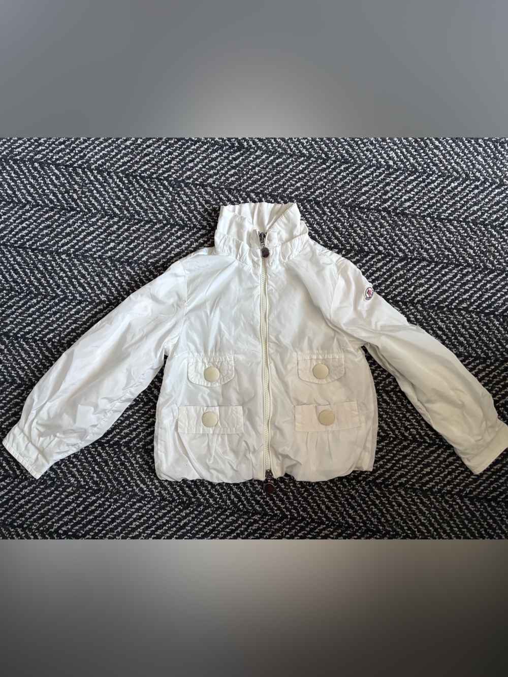 Unisex Moncler Kids White Hooded Zip Jacket